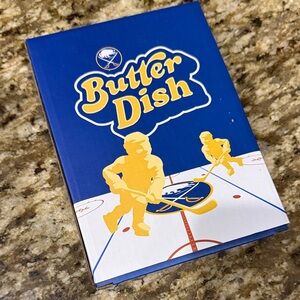 Sabres Hockey Blue and Yellow Butter Dish